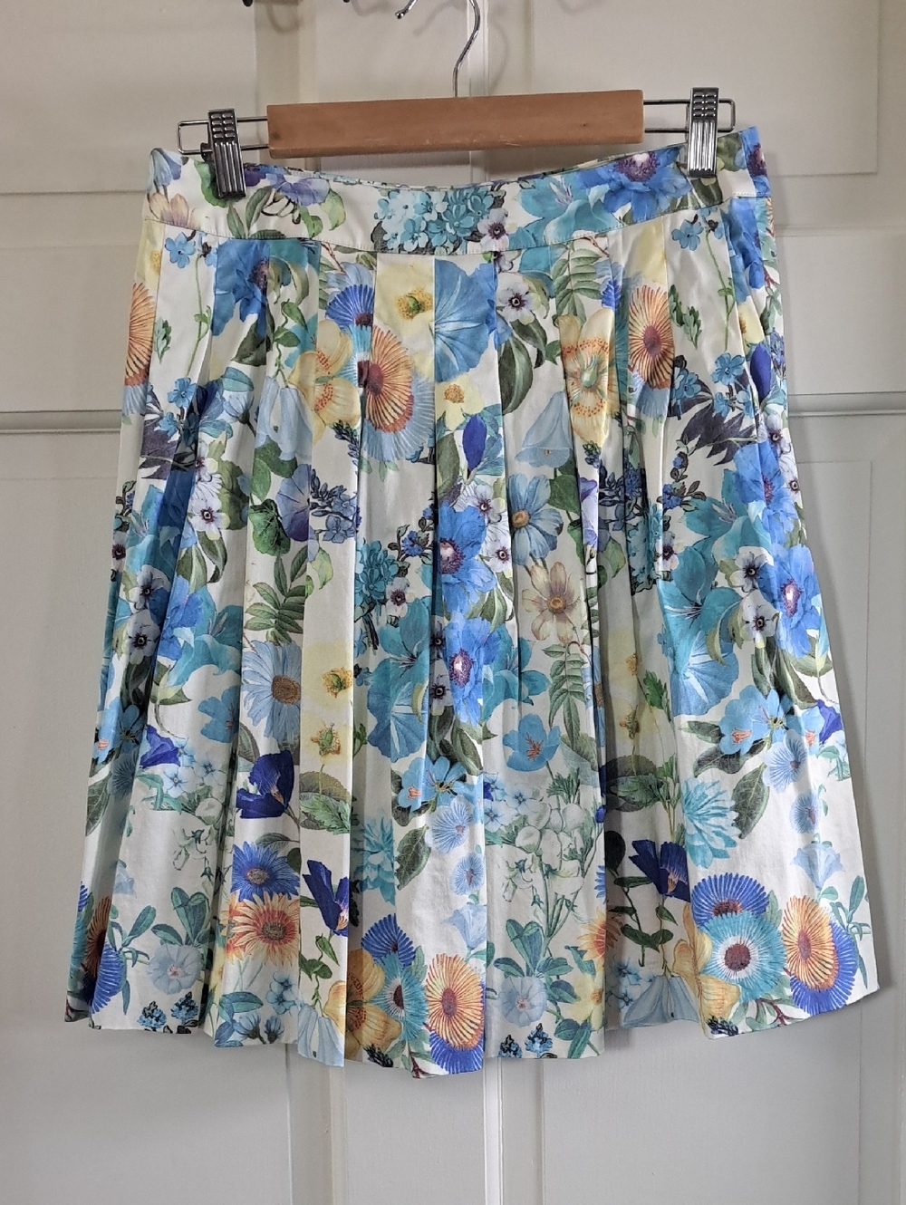 Talbots Petites Floral Pleated Cotton Stretch Feminine A-Line Fit & Flare Skirt